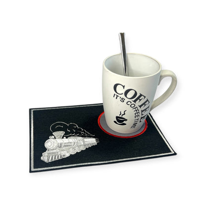 Tassenuntersetzer für Kaffee "Zug/Lock" zur Kaffeeeinladung Mug rug Becher, personalisierbar