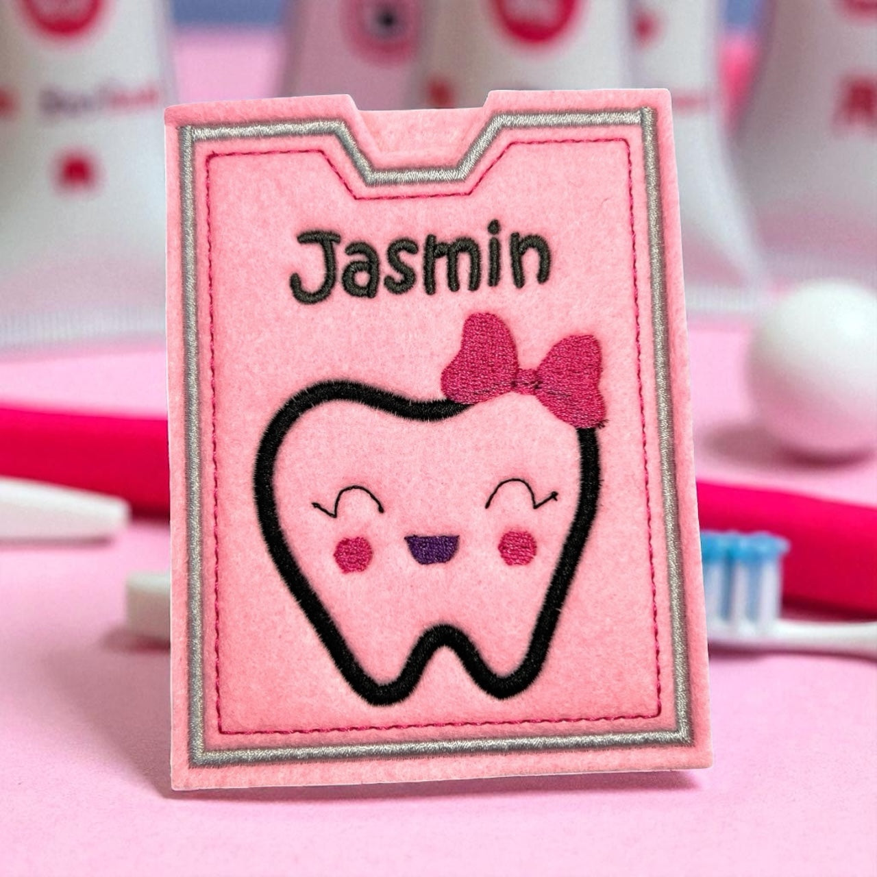 Zahn Bonus Heft Filzhülle mit Name personalisiert Zahnbonushefthülle Geschenk Mädchen oder Junge