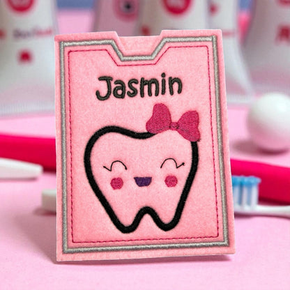 Zahn Bonus Heft Filzhülle mit Name personalisiert Zahnbonushefthülle Geschenk Mädchen oder Junge