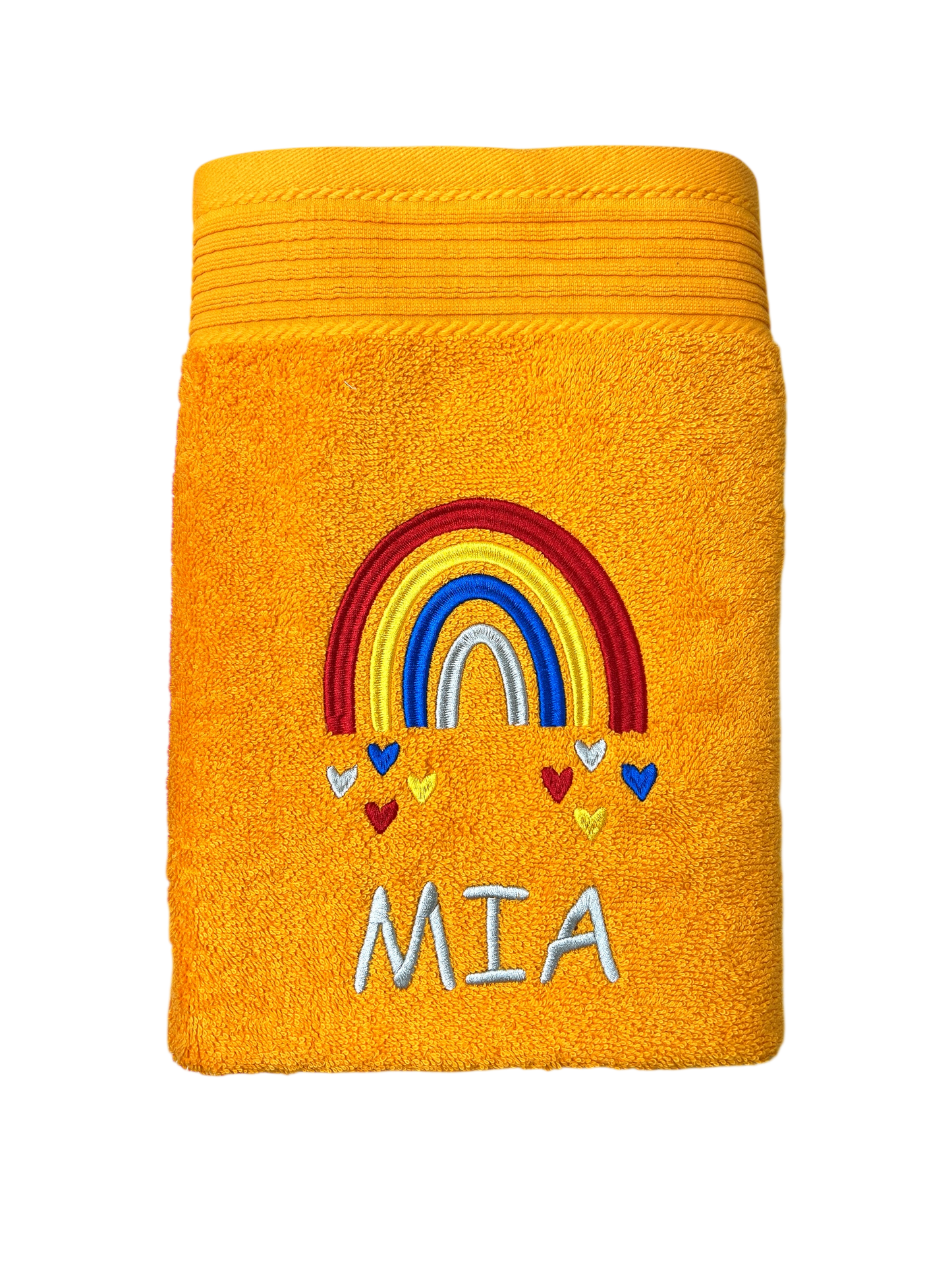 Regenbogen Handtuch mit Name bestickt, Duschtuch, Kindergarten, Sport
