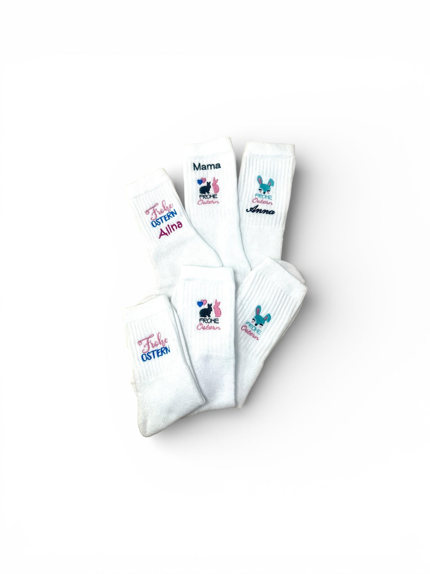 Tennissocken mit Ostermotiv bestickt, personalisierbar