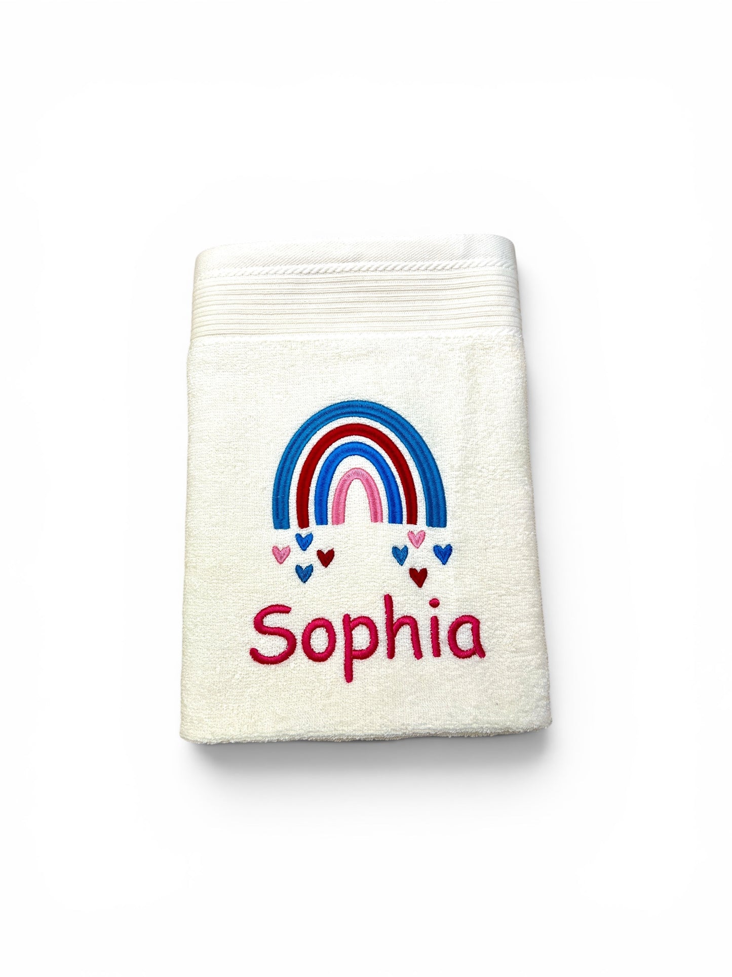 Regenbogen Handtuch mit Name bestickt, Duschtuch, Kindergarten, Sport