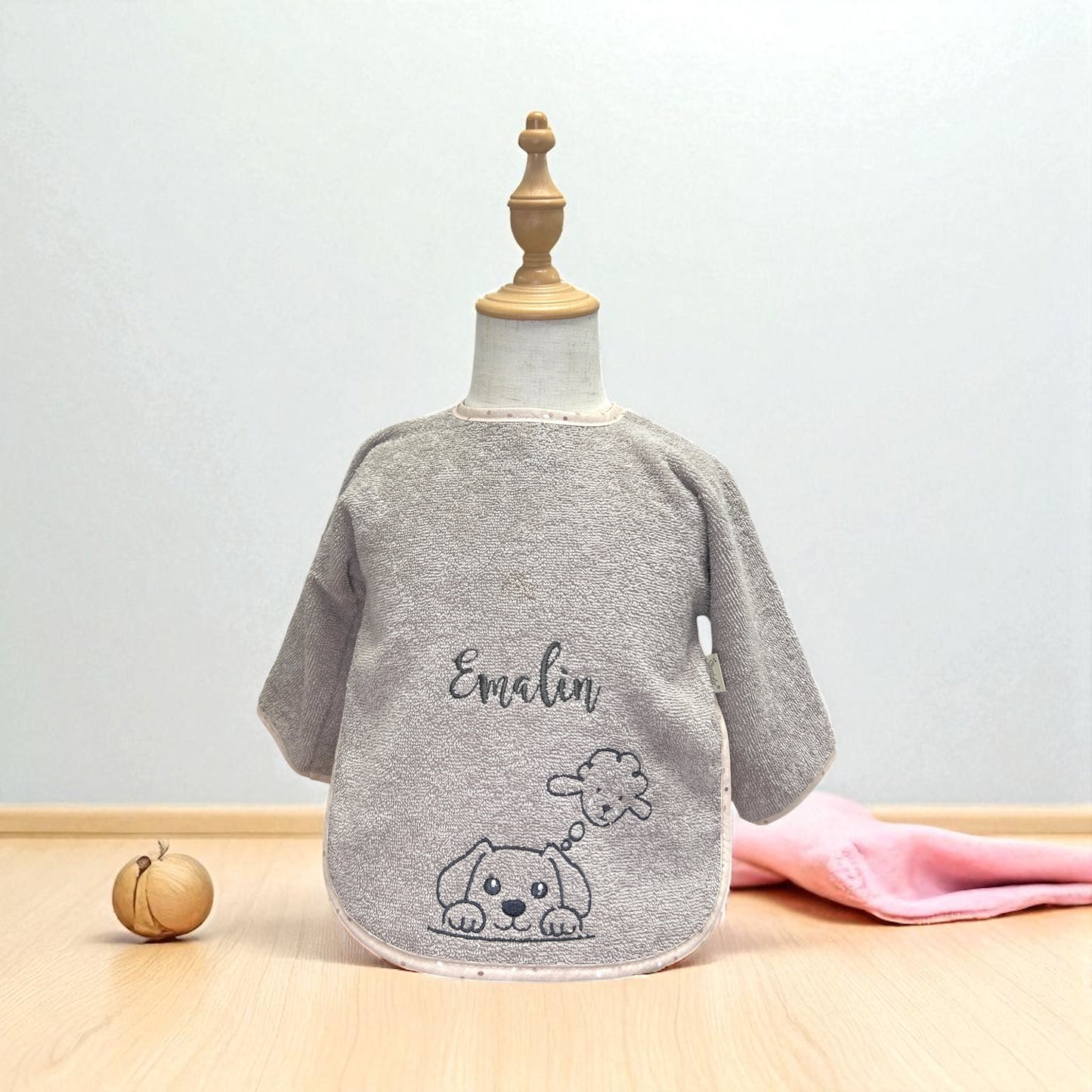 Ärmellatz mit Name, Sterntaler Bauernhof, sandfarben, Geschenk zum 1. Geburtstag, Baby