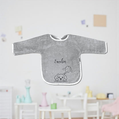 Ärmellatz mit Name, Sterntaler Bauernhof, sandfarben, Geschenk zum 1. Geburtstag, Baby