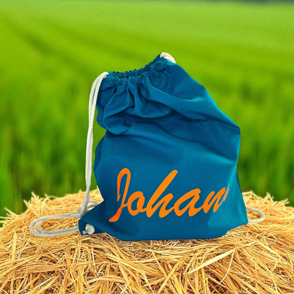 Turnbeutel personalisiert mit Wunschname Baumwolle 38x42cm, viele Farben