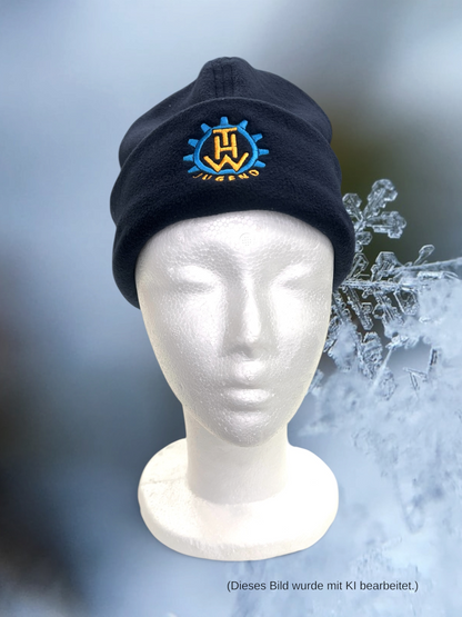 THW Jugend Fleece-Mütze, marineblau, bestickt - personalisierbar