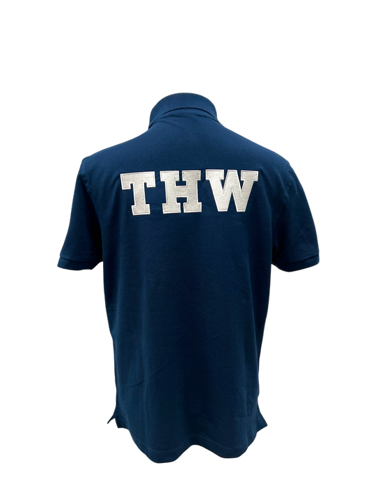 THW Polo-Shirt , marineblau, bestickt in silber oder neongelb