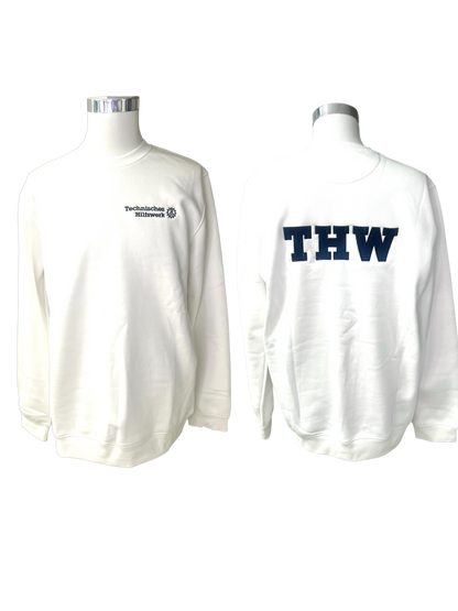 Weißes THW Sweatshirt mit dunkelblauer Bestickung