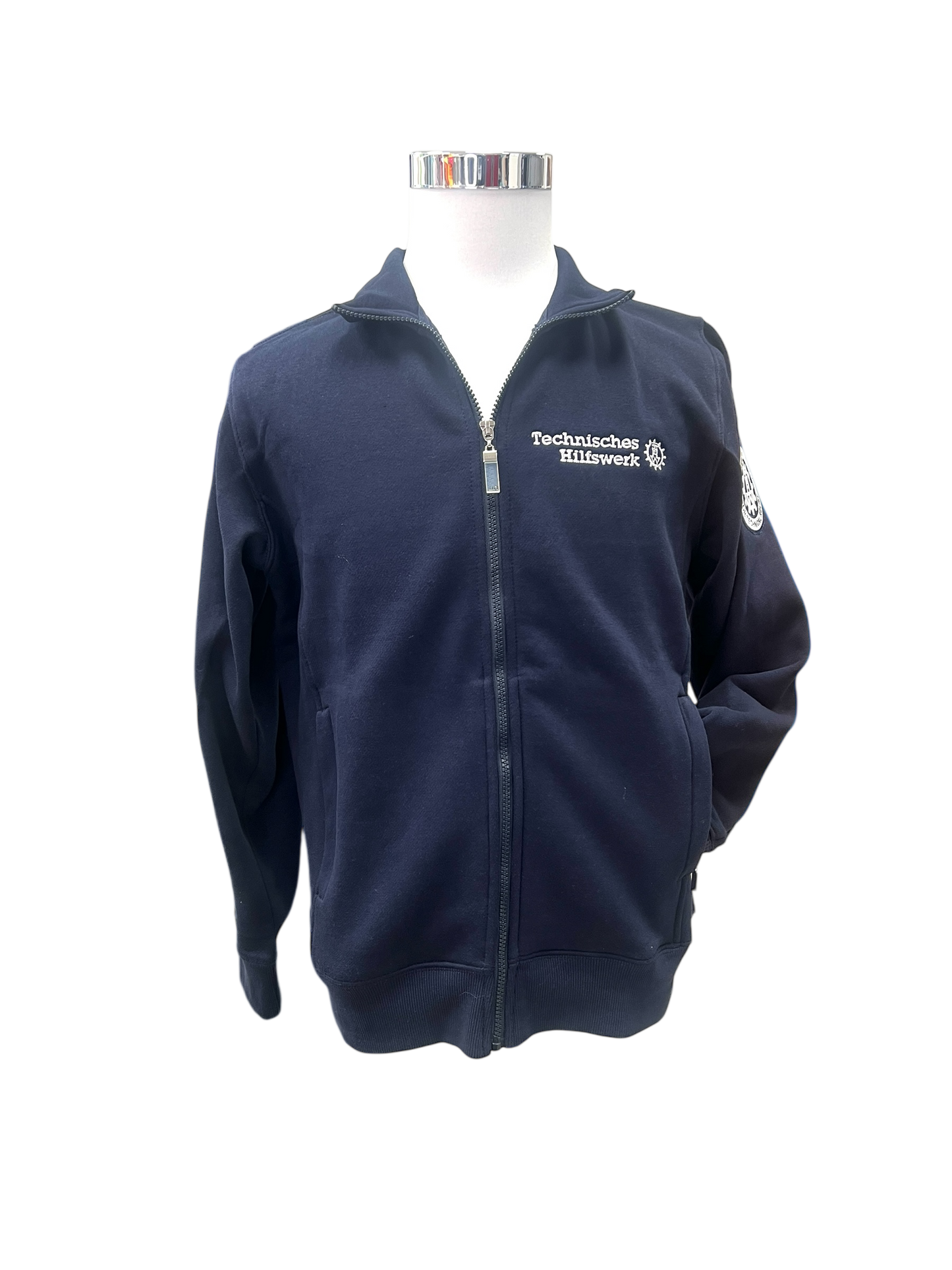 THW Sweat-Jacke, marineblau, mit neongelber oder silberner Bestickung