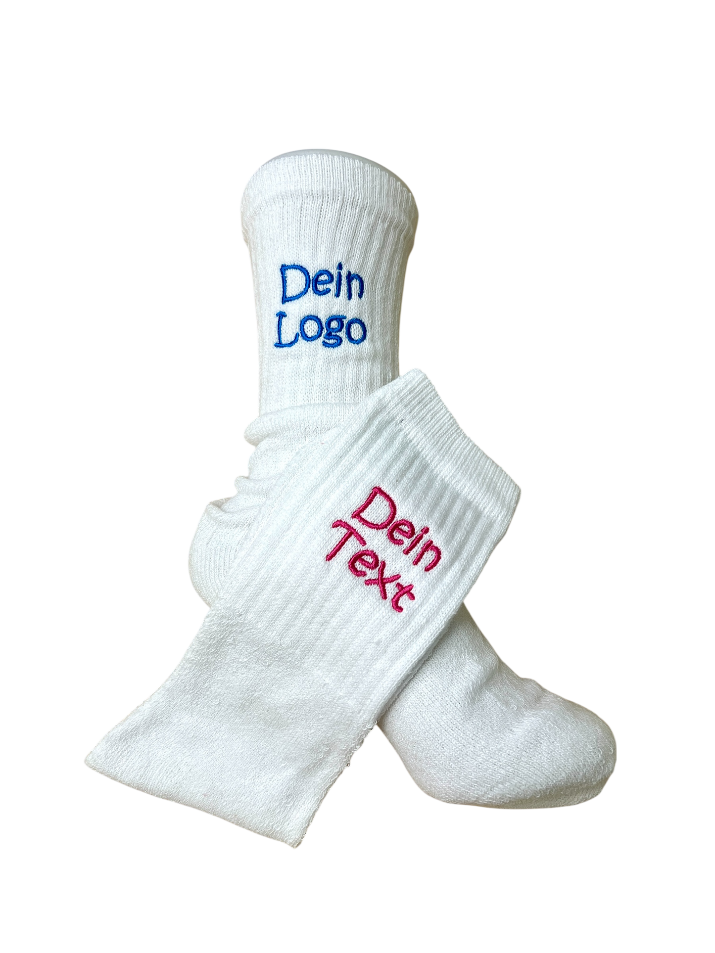 Weiße Sportsocken mit individueller Bestickung – Individuelles Geschenk, Tennissocken, Vereinssocken & Firmensocken