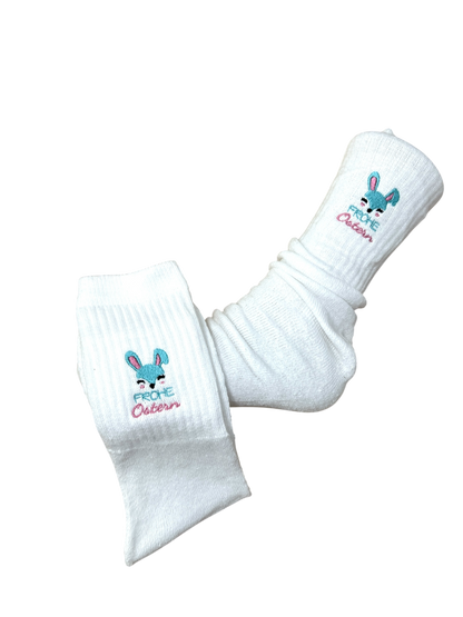 Tennissocken mit Ostermotiv bestickt, personalisierbar