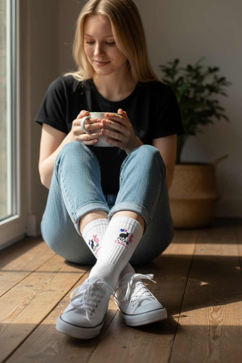 Tennissocken mit Ostermotiv bestickt, personalisierbar