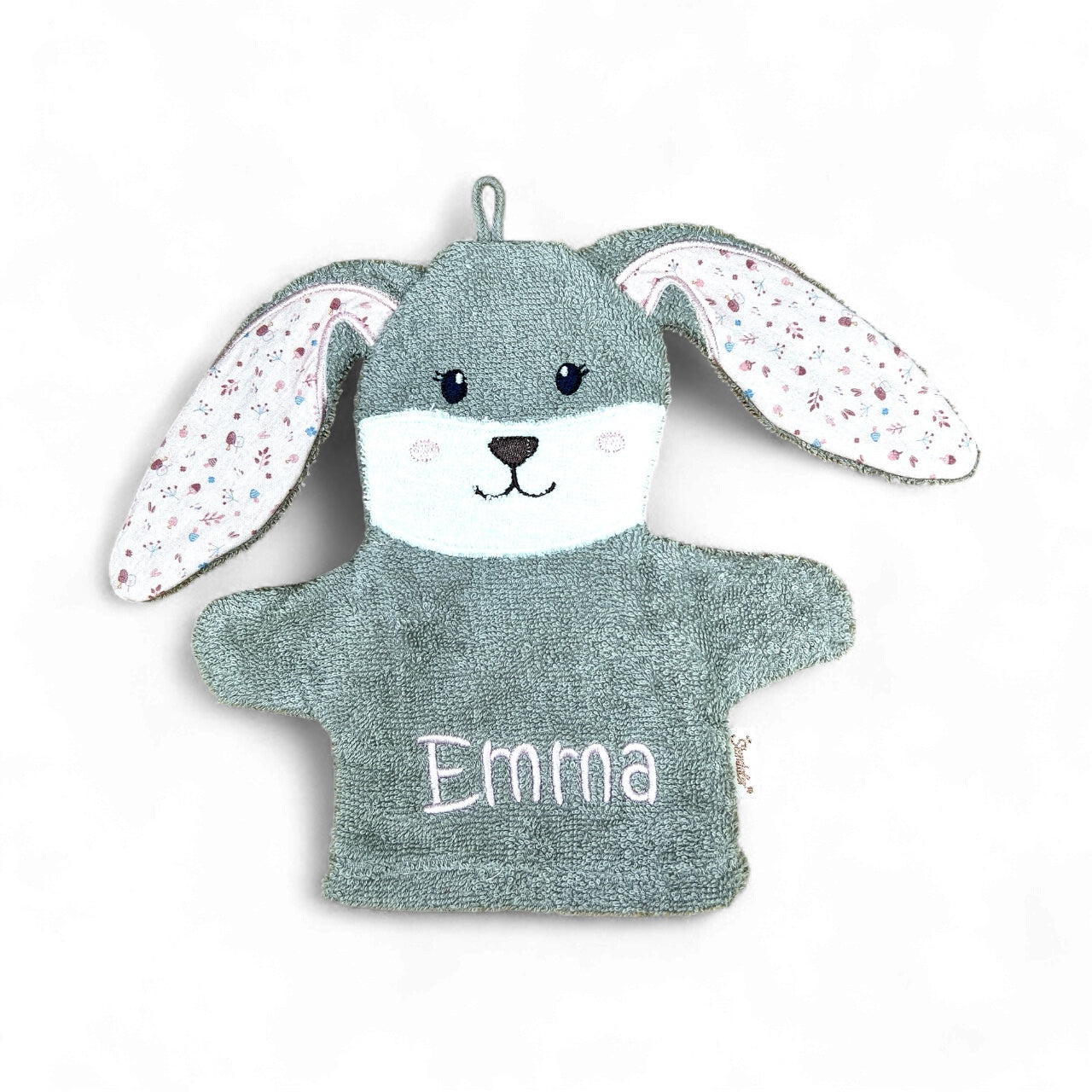 Spiel-Waschhandschuh Hanni Hase mit Name – spielerische Reinigung & sanfte Pflege für Babys, sand/rosa, Sterntaler